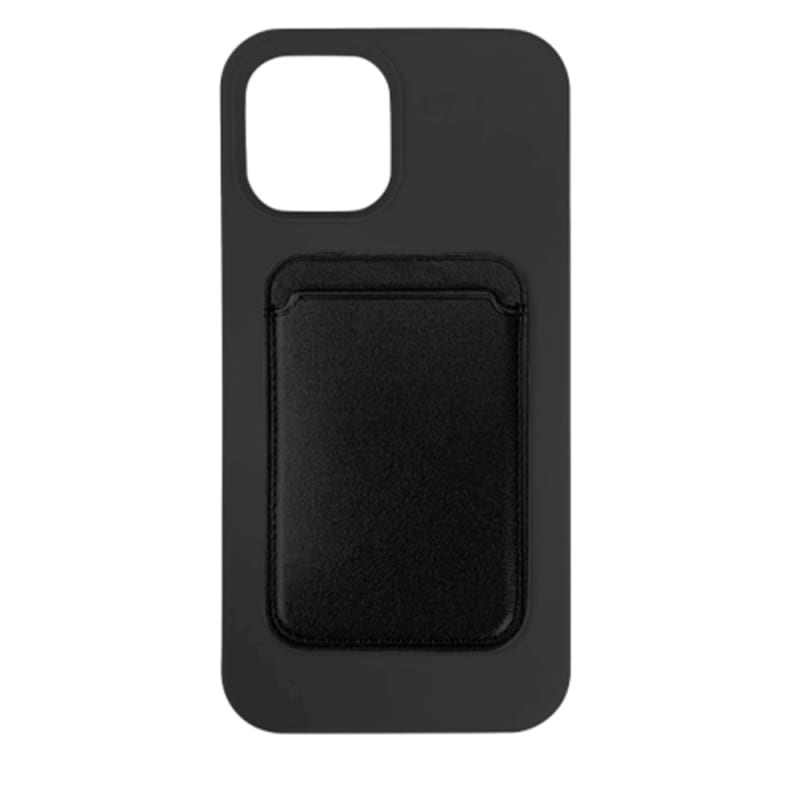 NNEDSZ Cleanskin Silicon Case with Magnetic Card Holder for iPhone 13 (6.1") - Black